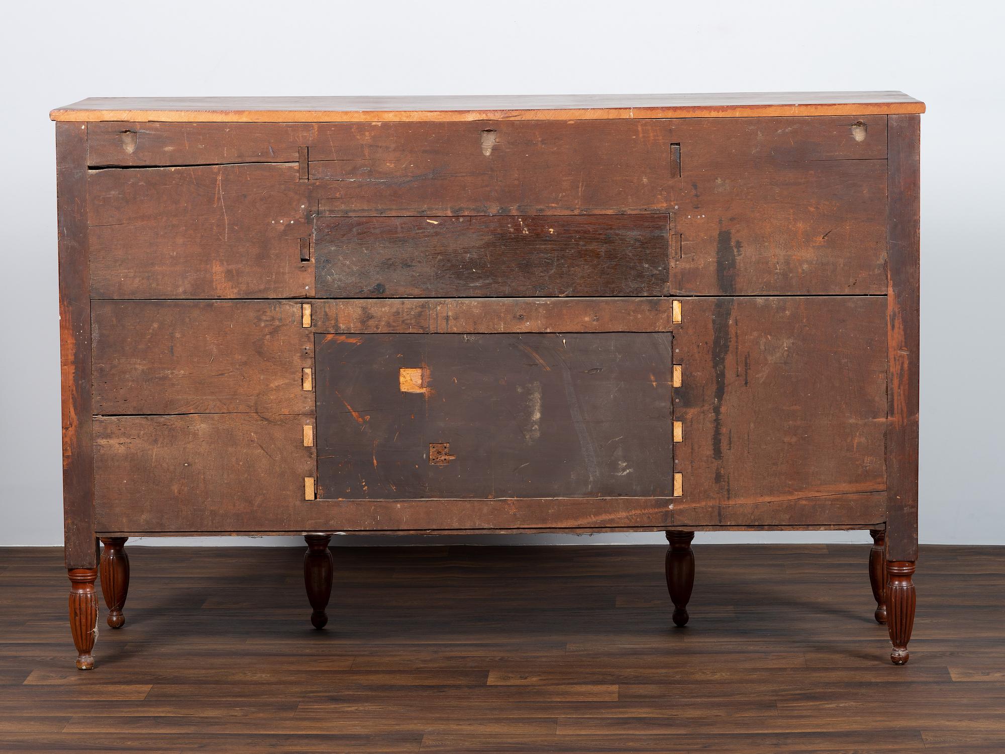 A Federal Cherrywood and Tiger Maple Sideboard