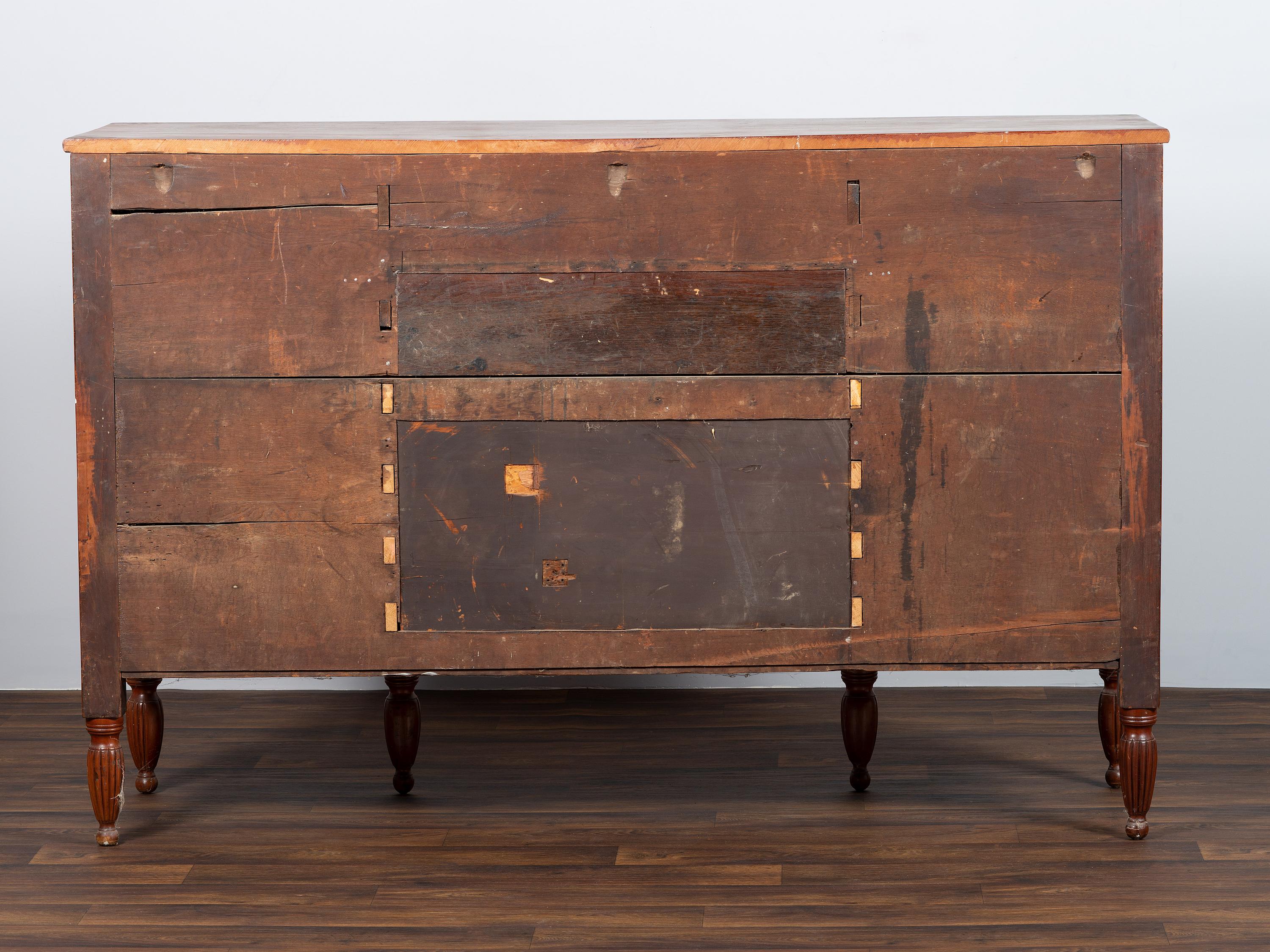 A Federal Cherrywood and Tiger Maple Sideboard