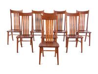 A Set of Eight Gary Weeks Studio Cherrywood Dining Chairs
