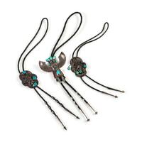 Navajo Silver and Turquoise Katsina and Dancer Bolo Ties
