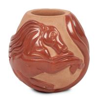 Miniature Redware Jar, with Horse