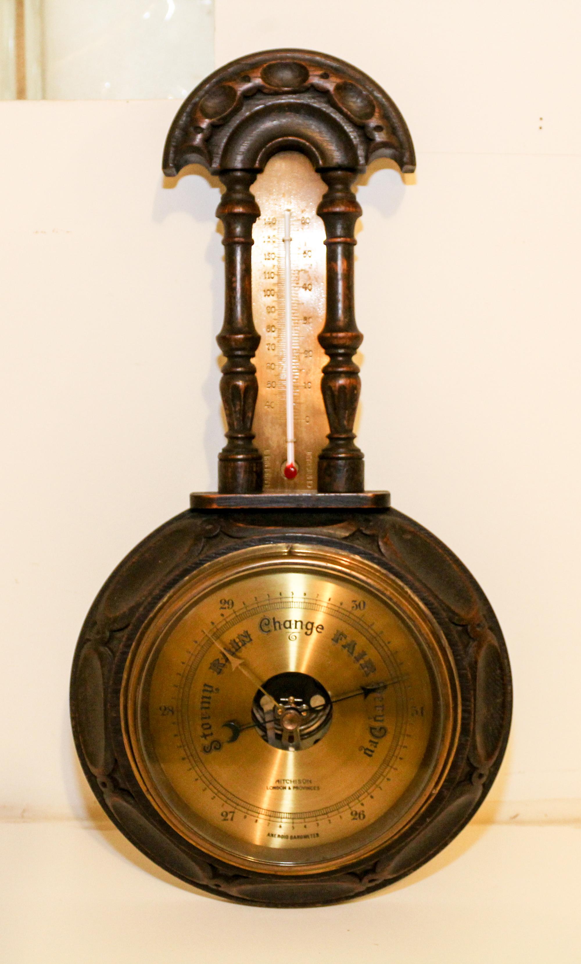 An English Aneroid Barometer Height 19 inches.
