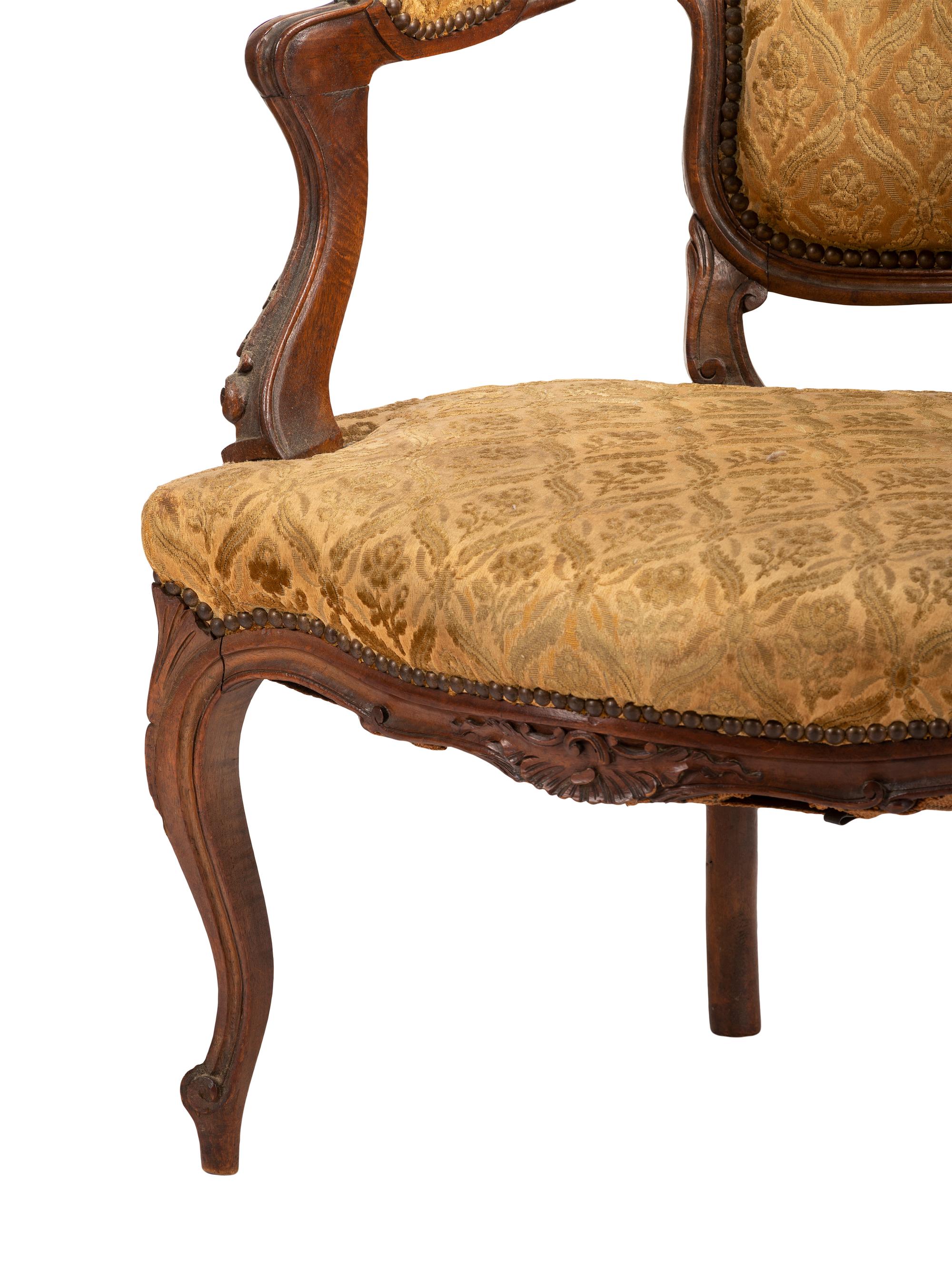 Four French Louis Philippe Walnut Chairs