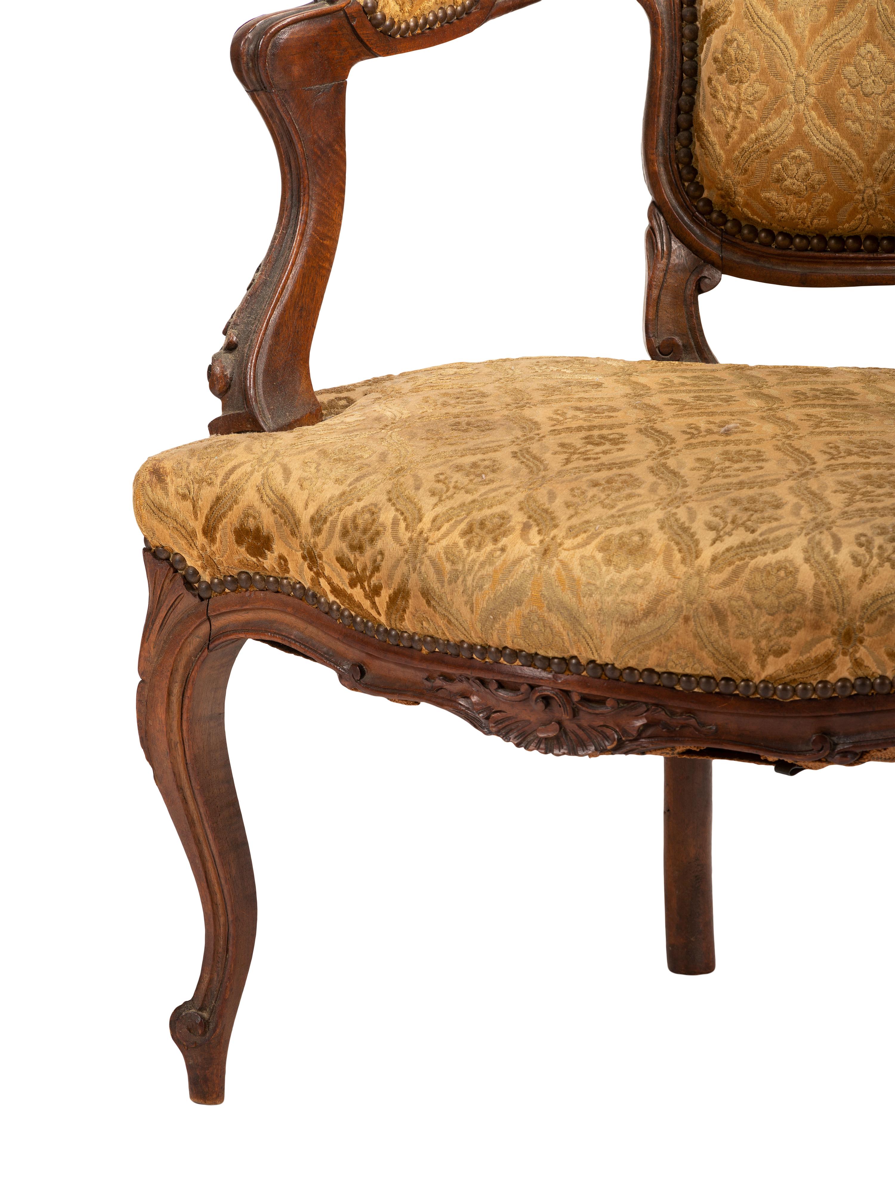 Four French Louis Philippe Walnut Chairs