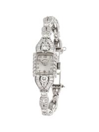 HAMILTON, PLATINUM AND DIAMOND WATCH