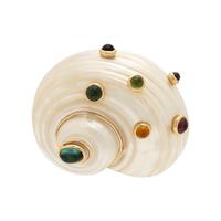 Turbo Shell, Multigem, and Yellow Gold Brooch