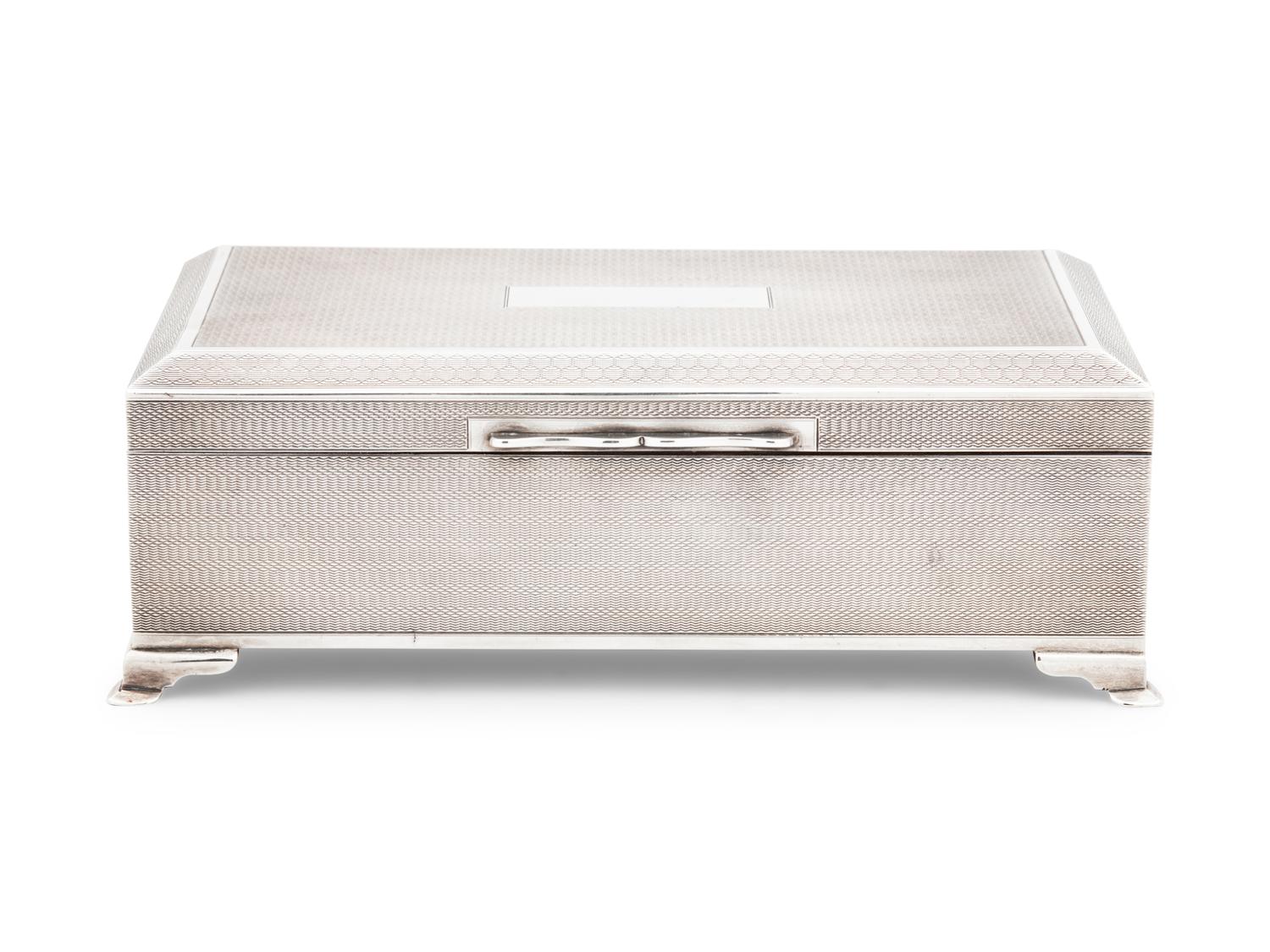 An English Silver Table-Top Cigarette Box