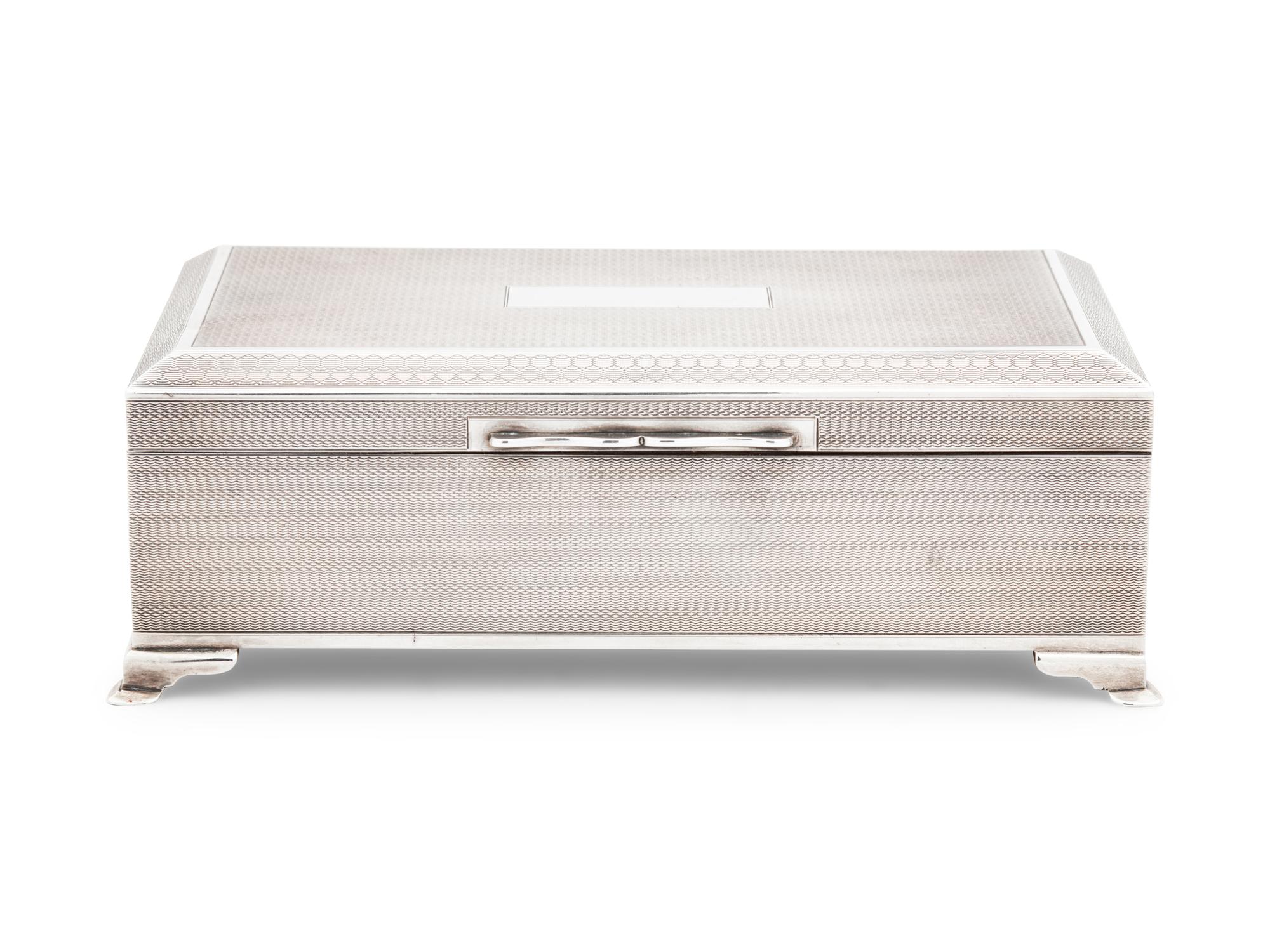 An English Silver Table-Top Cigarette Box