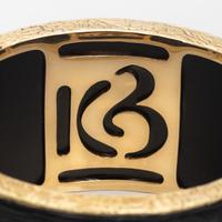 KATY BRISCOE, YELLOW GOLD, JET AND DIAMOND 'DIEZ, JR.' BANGLE BRACELET