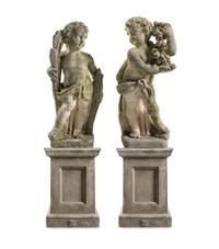 A Pair of Carved Limestone Garden Figures
