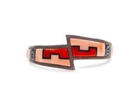 Silver Cuff Bracelet, with Mosaic Inlay Coral, Turquoise, and Jet