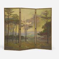 Calthea Campbell Vivian (American, 1857-1943) Cypresses, Pacific Grove, California (Three-Panel Screen)