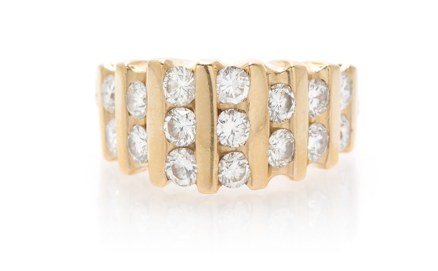 A 14 Karat Yellow Gold and Diamond Ring, 4.30 dwts.
