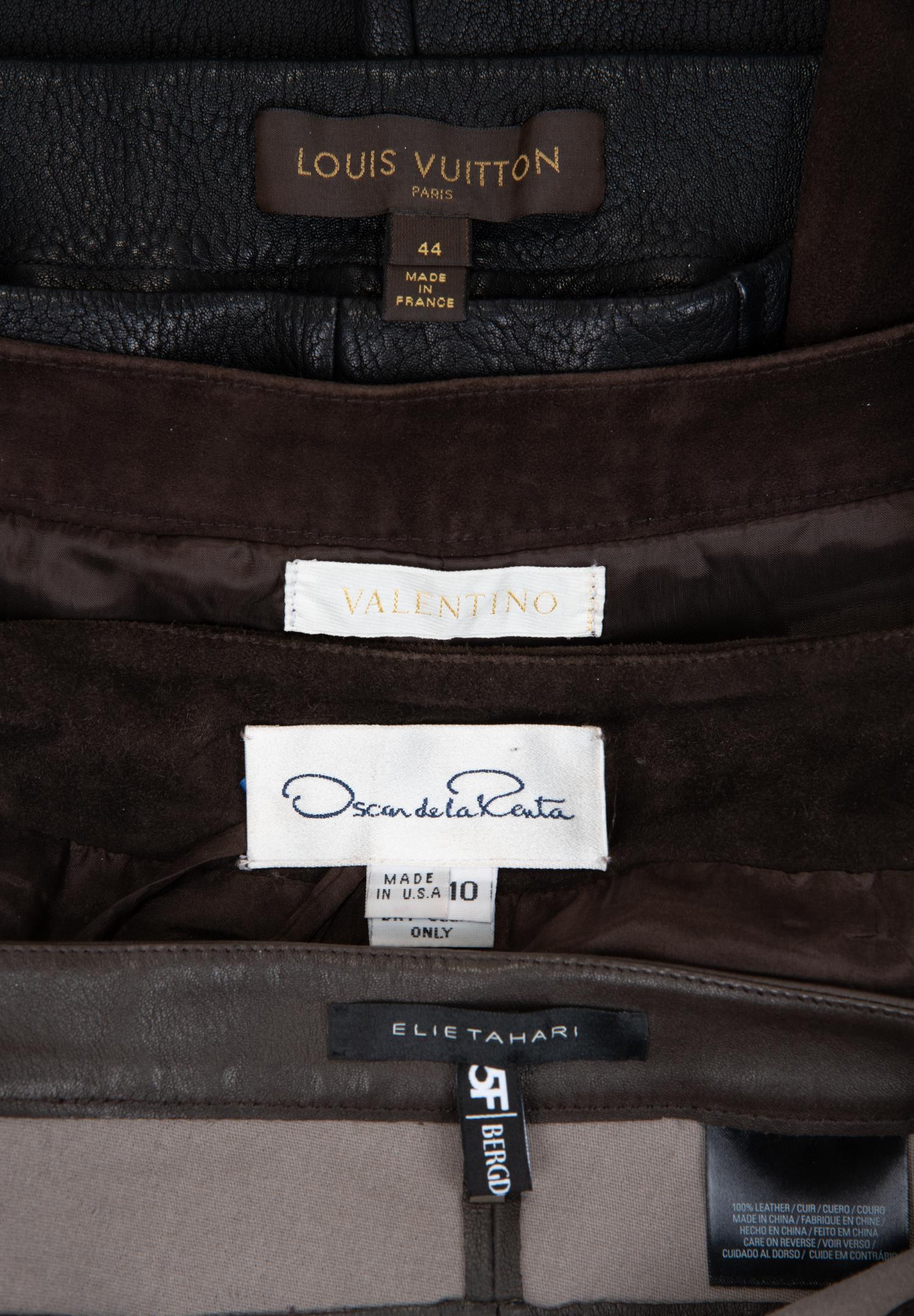 Four Leather Designer Pants: Valentino, Louis Vuitton, Oscar de la Renta, Elie Tahari, 2000-10s