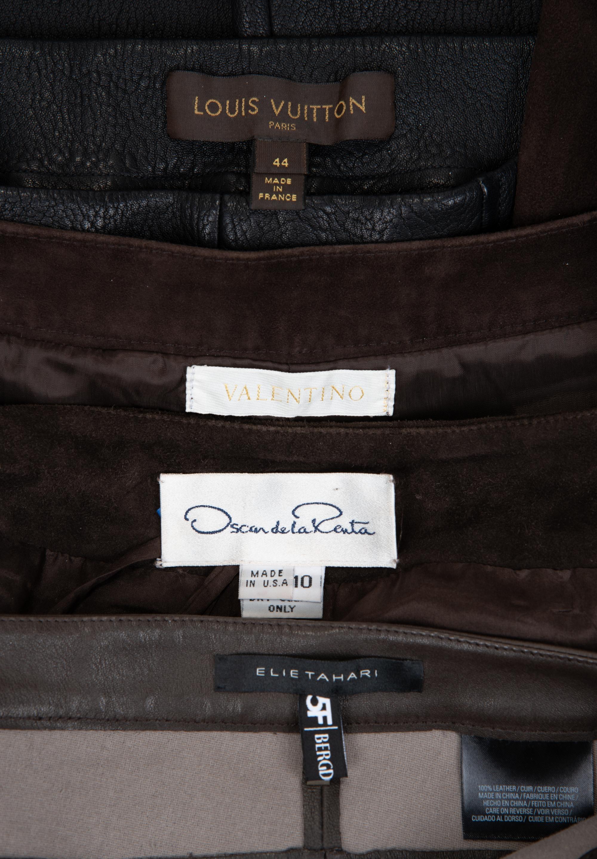 Four Leather Designer Pants: Valentino, Louis Vuitton, Oscar de la Renta, Elie Tahari, 2000-10s