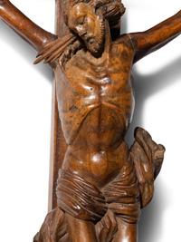 A Continental Carved Walnut Crucifix