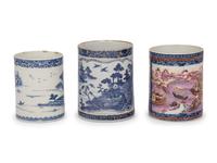 Three Oversized Chinese Export Porcelain Mugs
