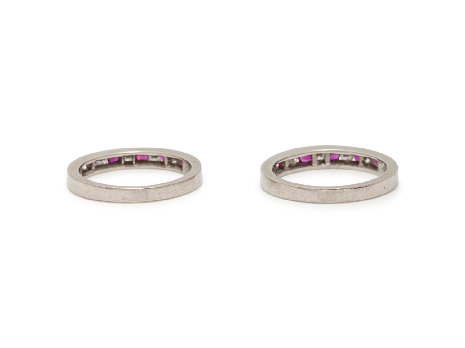 PAIR OF RUBY AND DIAMOND BANDS