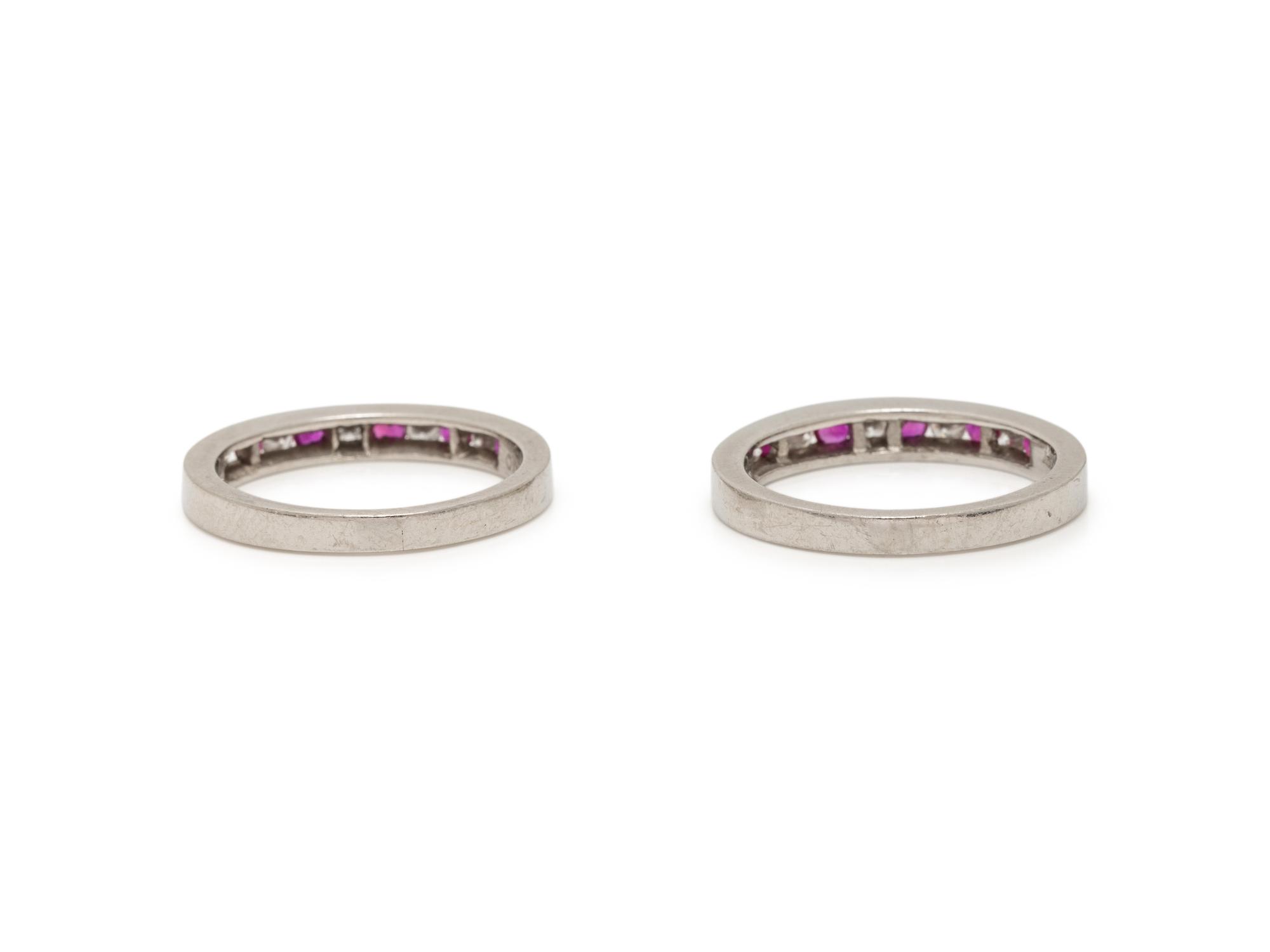 PAIR OF RUBY AND DIAMOND BANDS