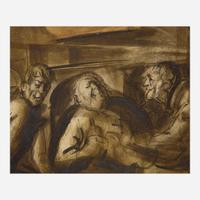 Reginald Marsh (American, 1898-1954) Bus Stop; with Study verso (Double-Sided Work)