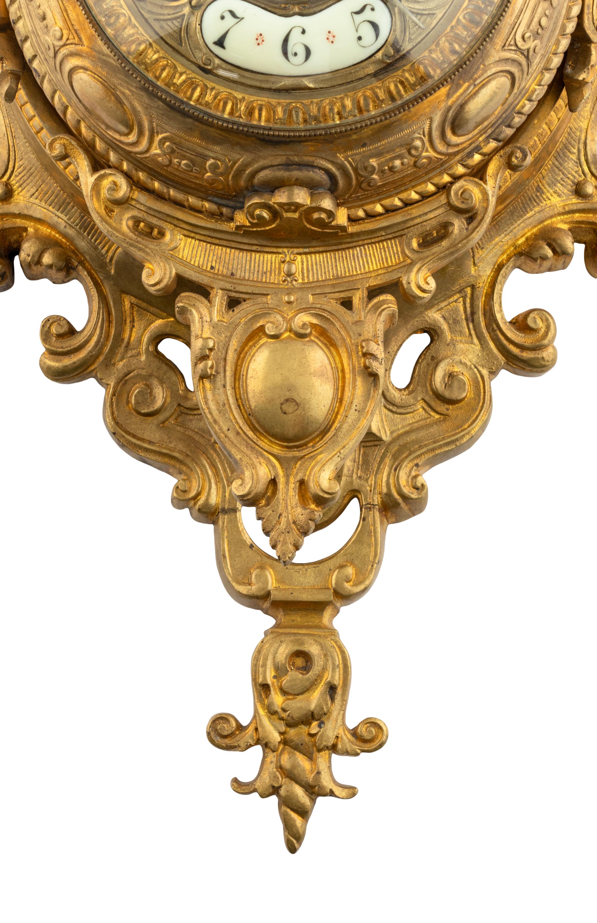 A Louis XV Style Gilt Bronze Cartel Clock
