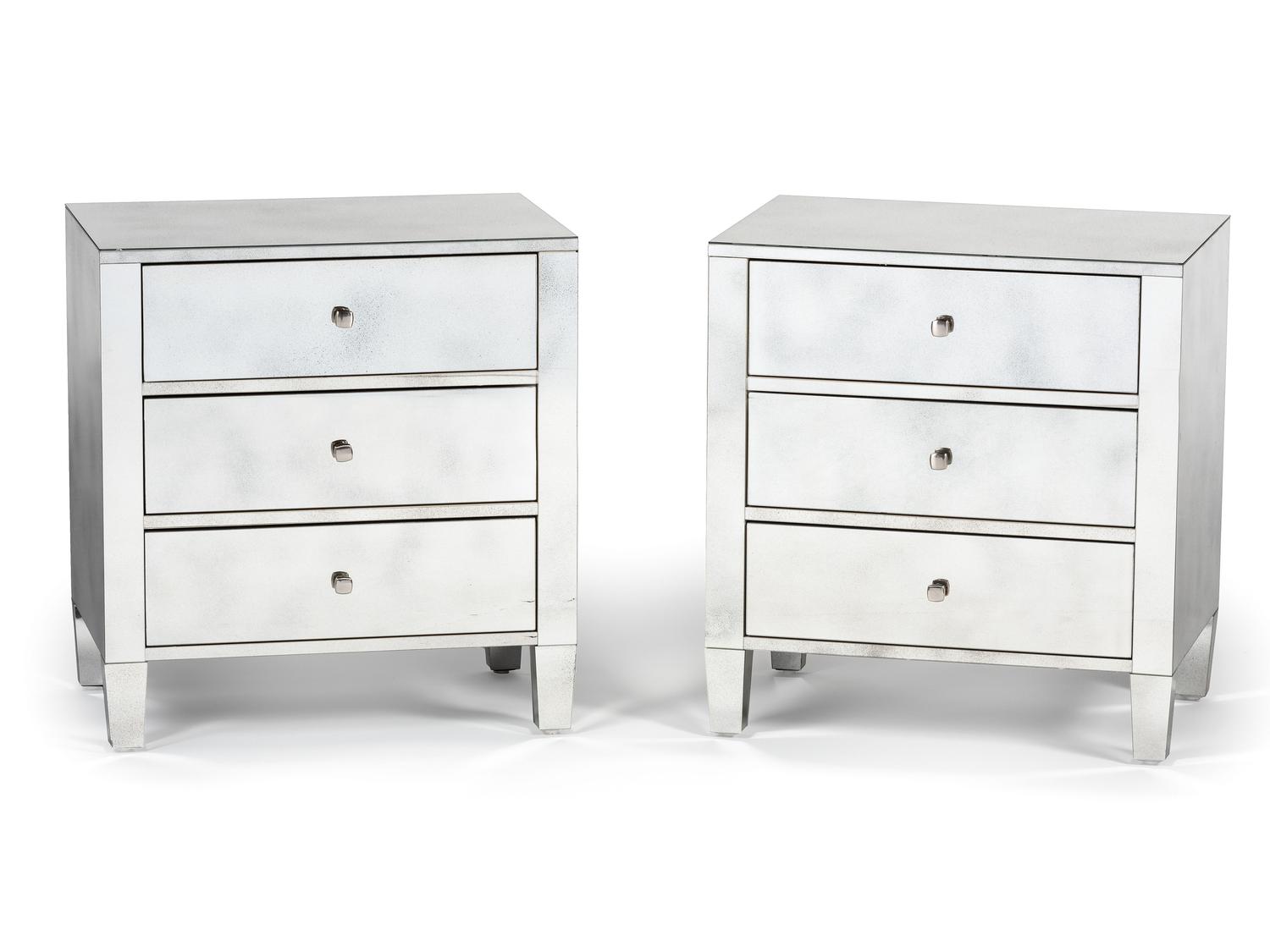 A Pair of Bernhardt Mirrored Side Tables