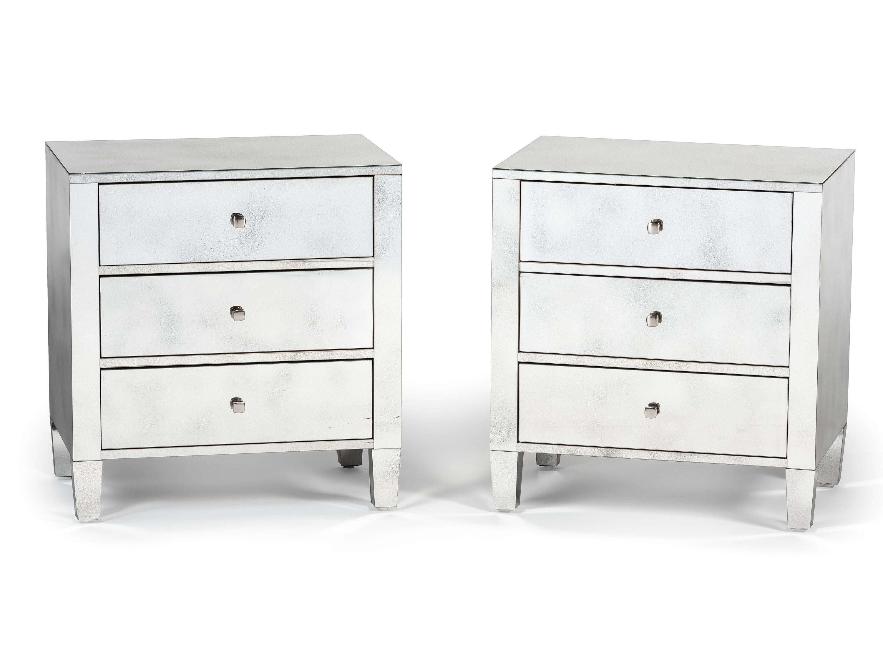 A Pair of Bernhardt Mirrored Side Tables