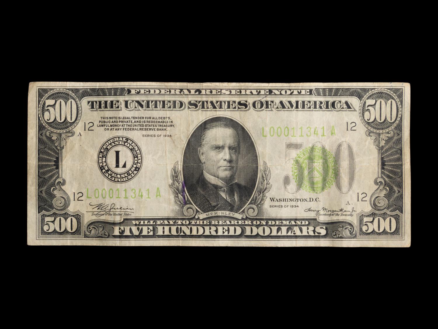 A Series 1934 $500 Federal Reserve Note