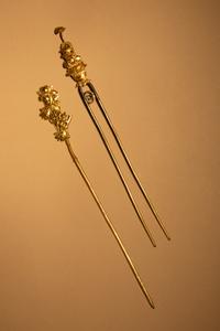 Two Gilt Metal Hair Pins