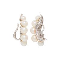 CULTURED PEARL AND DIAMOND CLIP EARRINGS