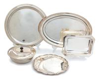 A Collection of Five Miscellaneous Silver Plate Articles Length of largest 19 1/2 inches. — 20TH CENTURY