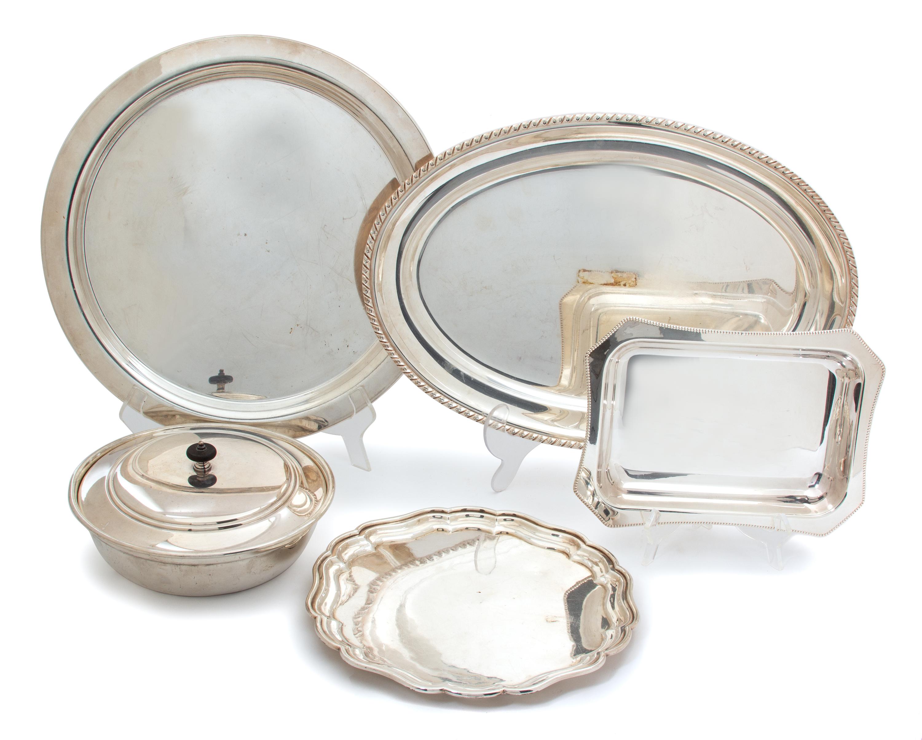 A Collection of Five Miscellaneous Silver Plate Articles Length of largest 19 1/2 inches. — 20TH CENTURY
