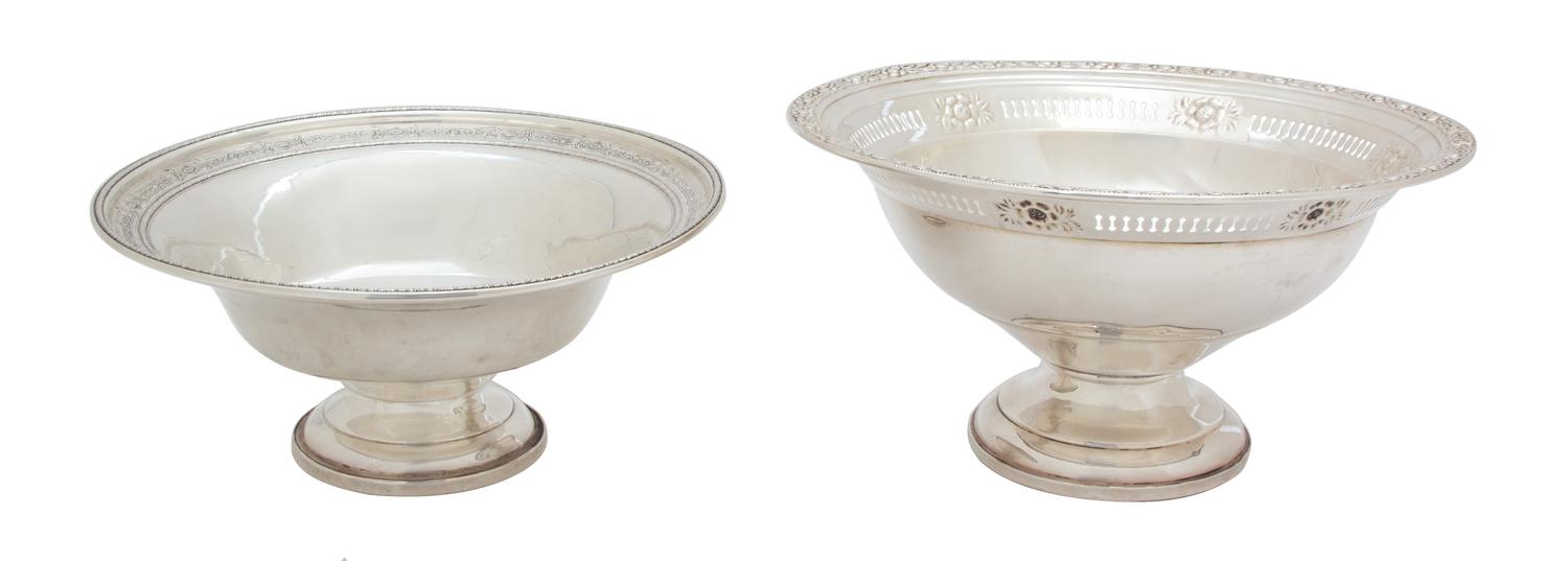 Two American Silver Footed Bowls Height of larger 4 1/2 x diameter 9 1/4 inches. — Columbia Silver Company, Brooklyn, NY and Hamilton