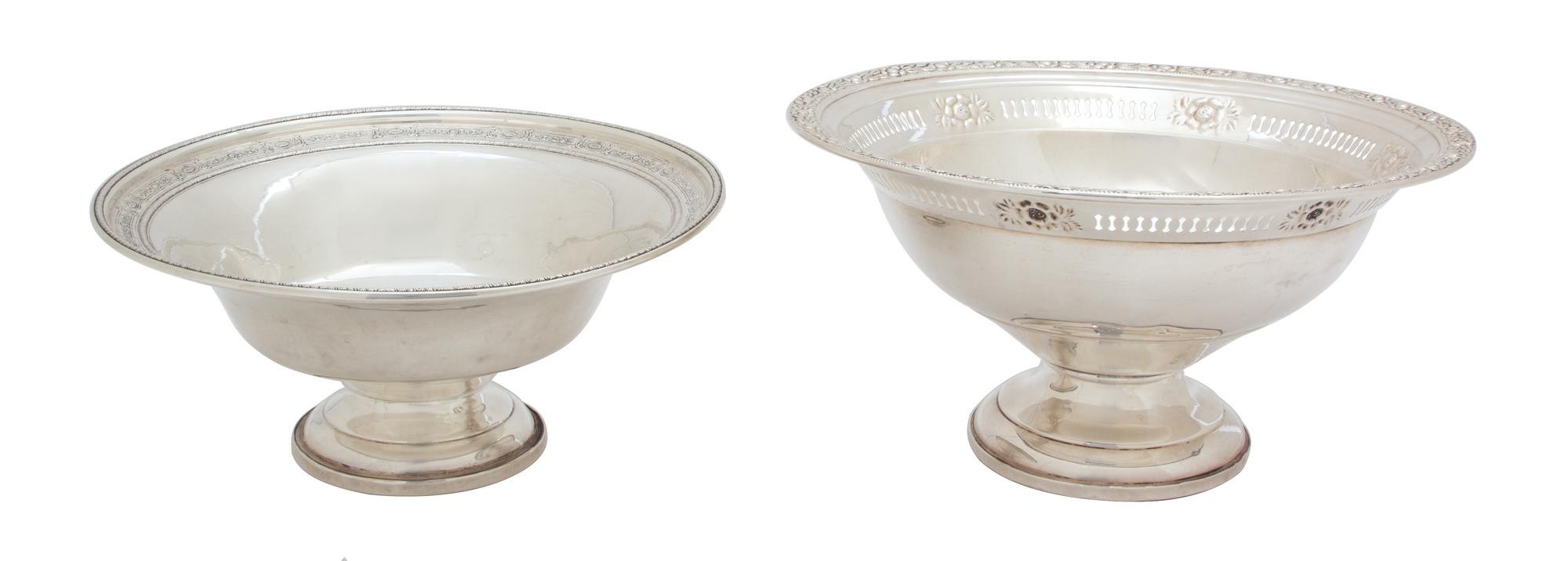 Two American Silver Footed Bowls Height of larger 4 1/2 x diameter 9 1/4 inches. — Columbia Silver Company, Brooklyn, NY and Hamilton