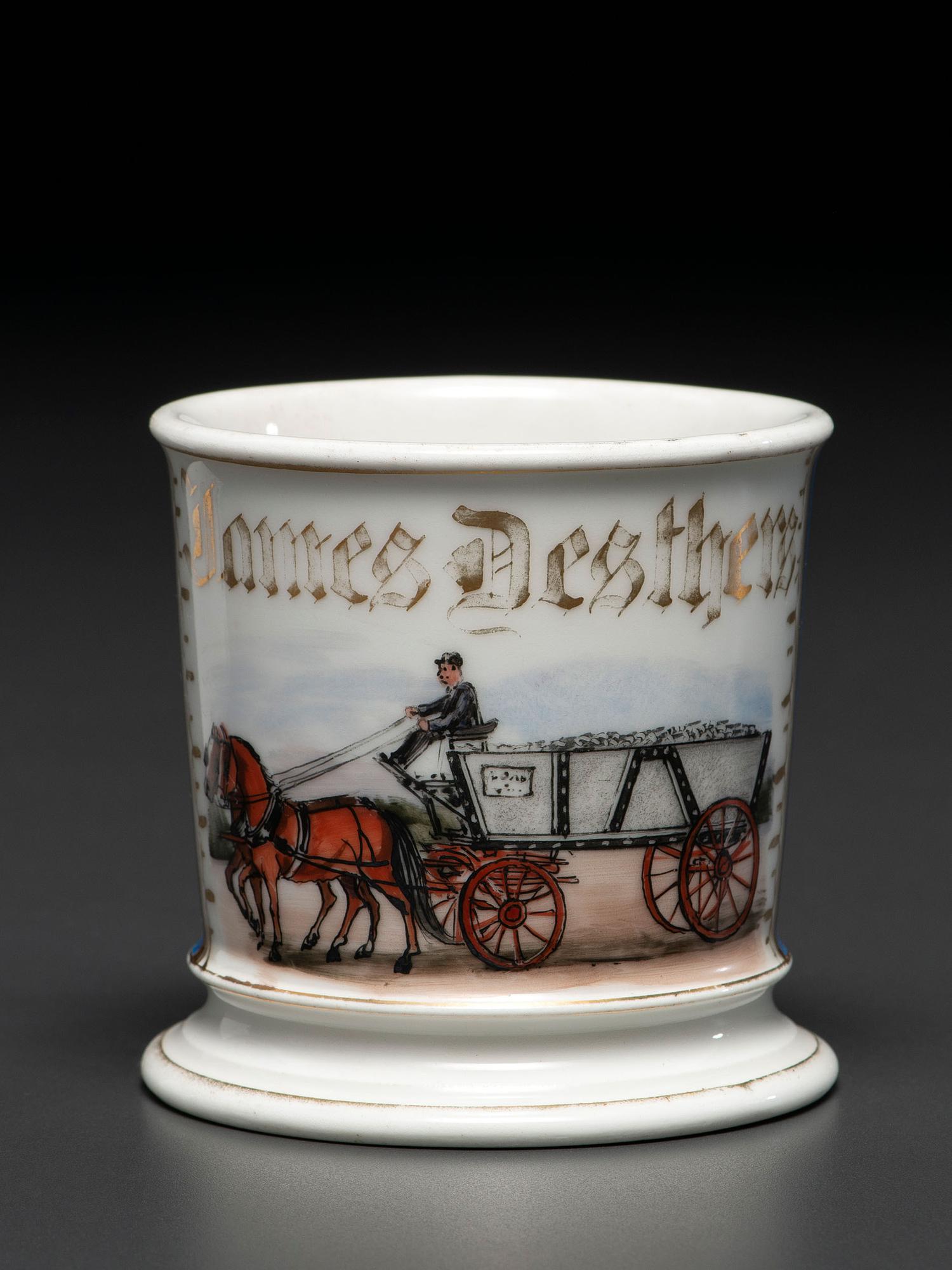 A Coal Deliveryman's Porcelain Occupational Shaving Mug