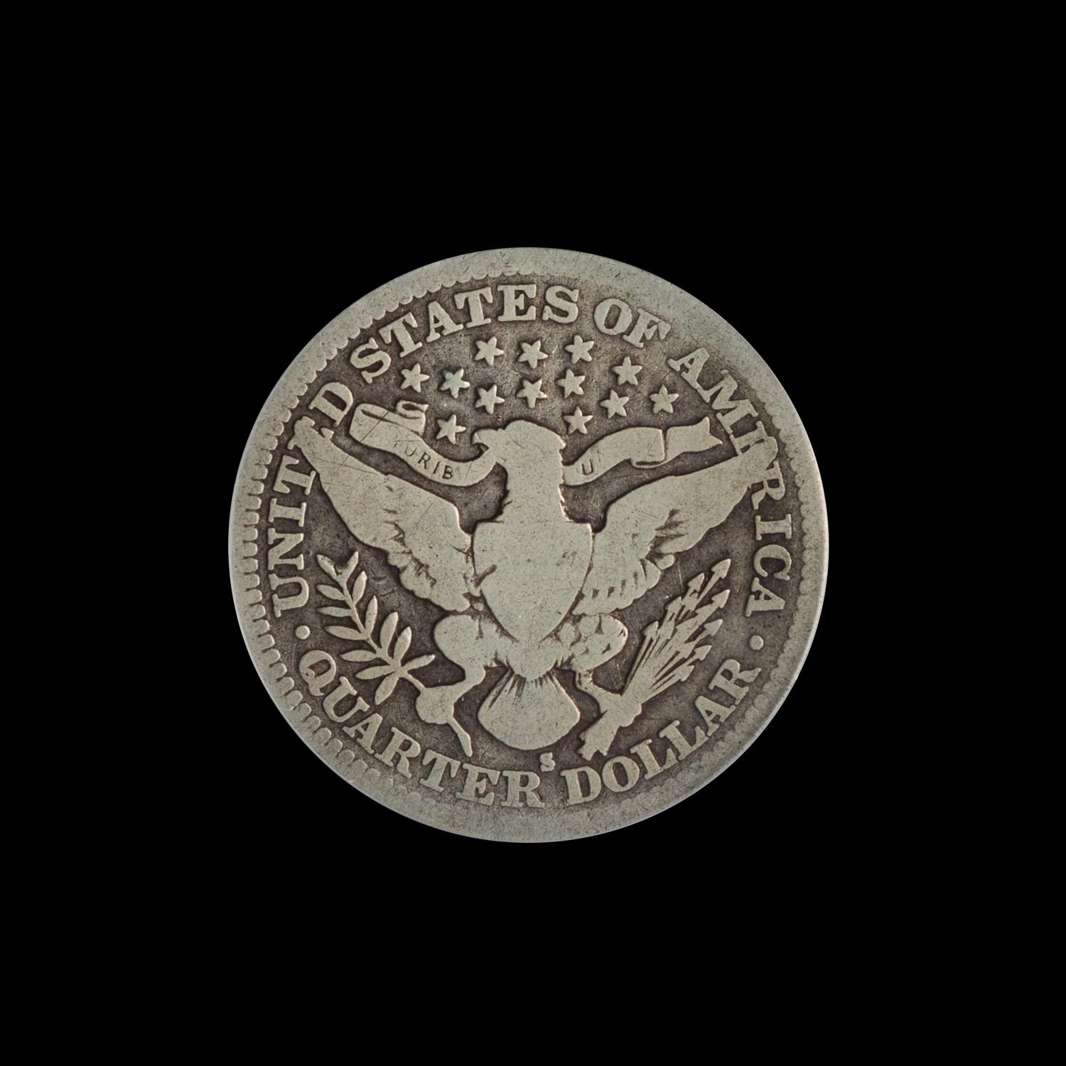 A United States 1913-S Barber 25c Coin