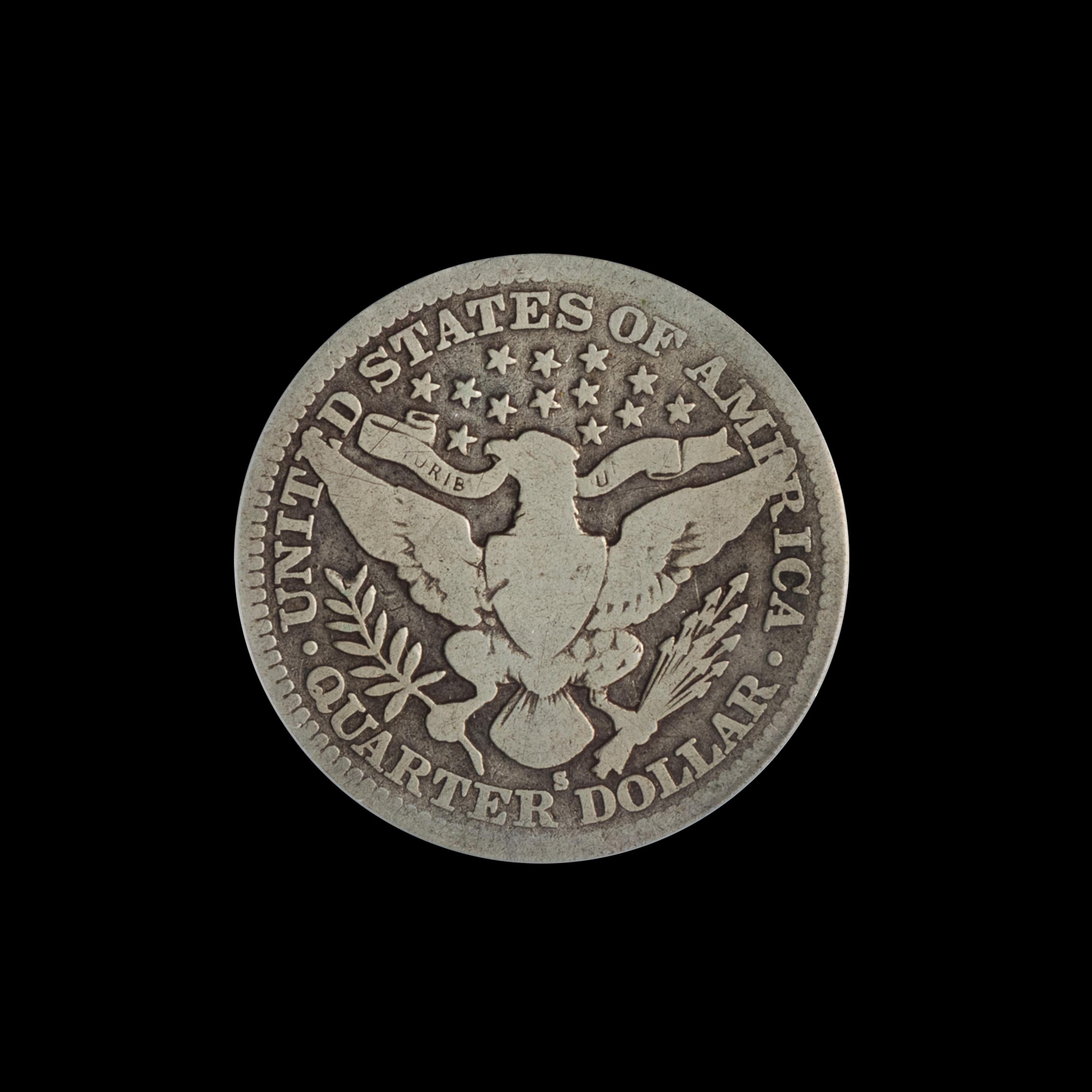 A United States 1913-S Barber 25c Coin