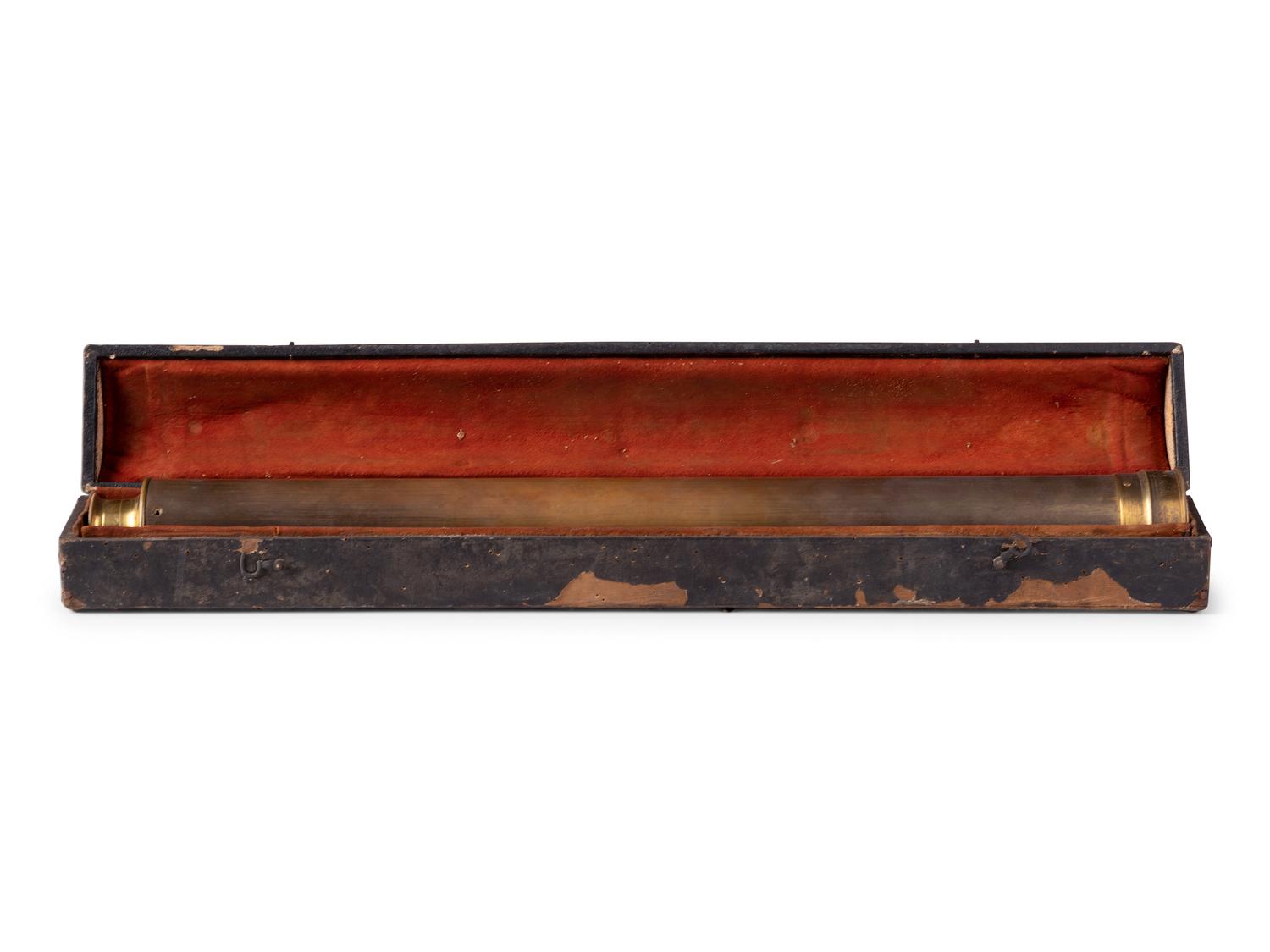 1 3/4-inch telescope, possibly naval. Length of body tube 21 1/2 in. 19th century.