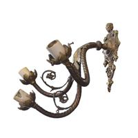 A Pair of Bronze Three-Light Wall Sconces 16" W x 13" D x 11" H — Argentina, Circa 1900