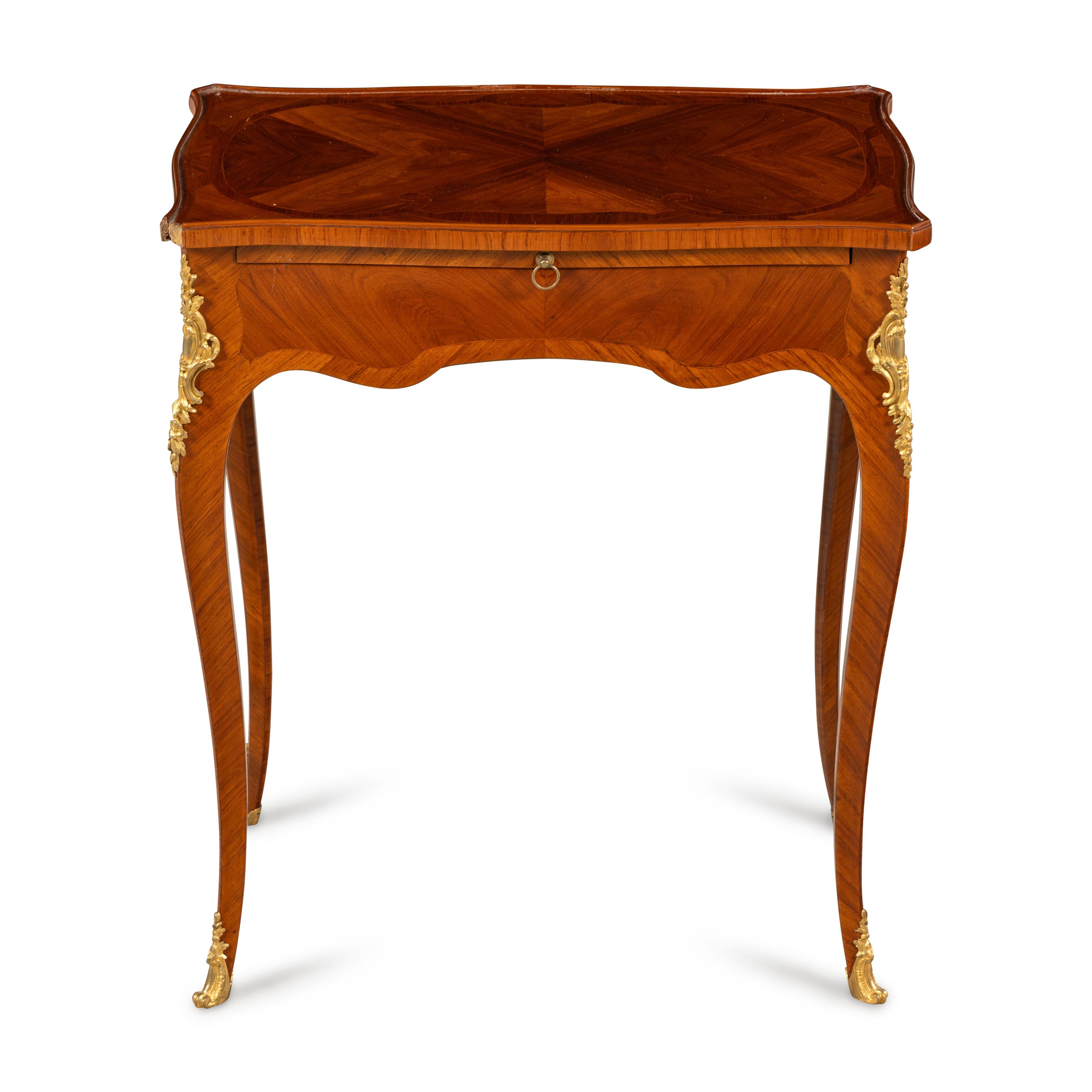 A Louis XV Gilt Bronze Mounted Tulipwood Table à Écrire