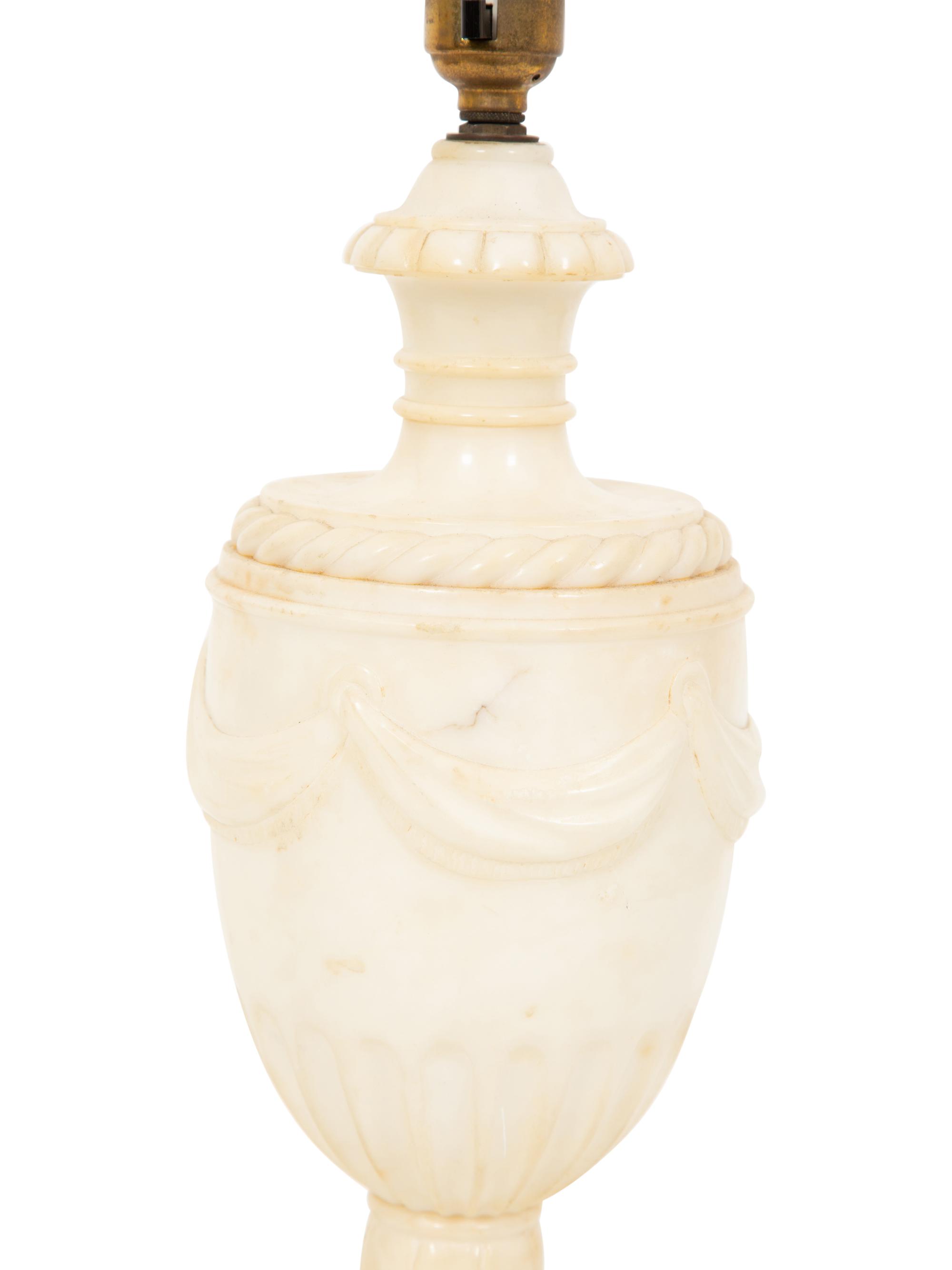 A Regency Style Carved White Marble Urn Mounted as a Lamp