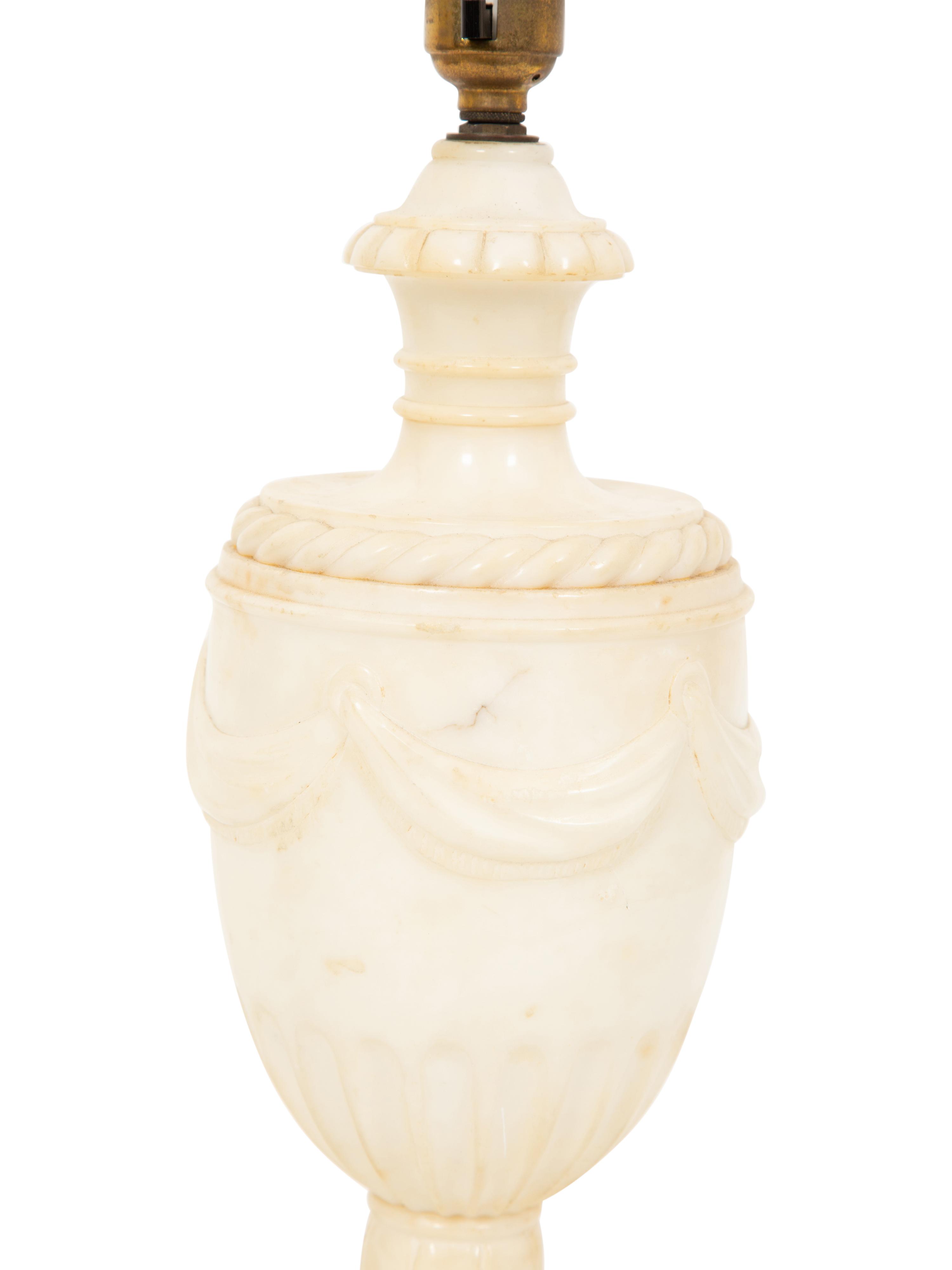 A Regency Style Carved White Marble Urn Mounted as a Lamp
