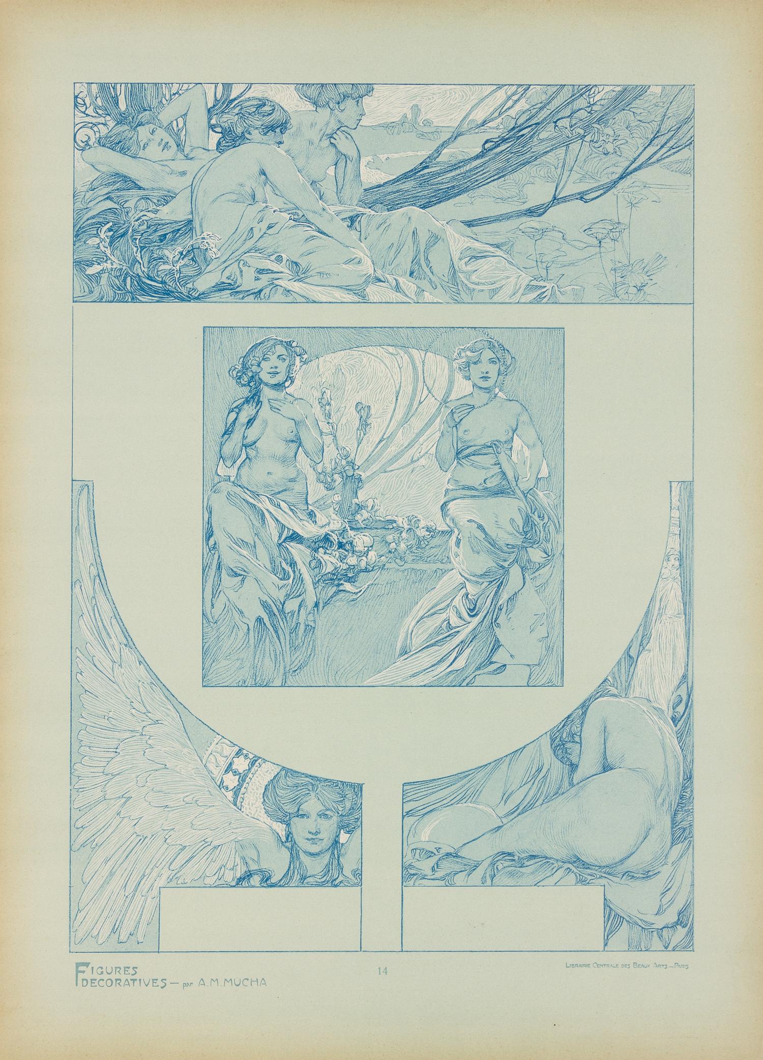 MUCHA, Alphonse (1860-1939). Figures Décoratives. Paris: Librairie Centrale des Beaux-Arts, [n.d.]. COMPLETE SET OF 40 LITHOGRAPHS.