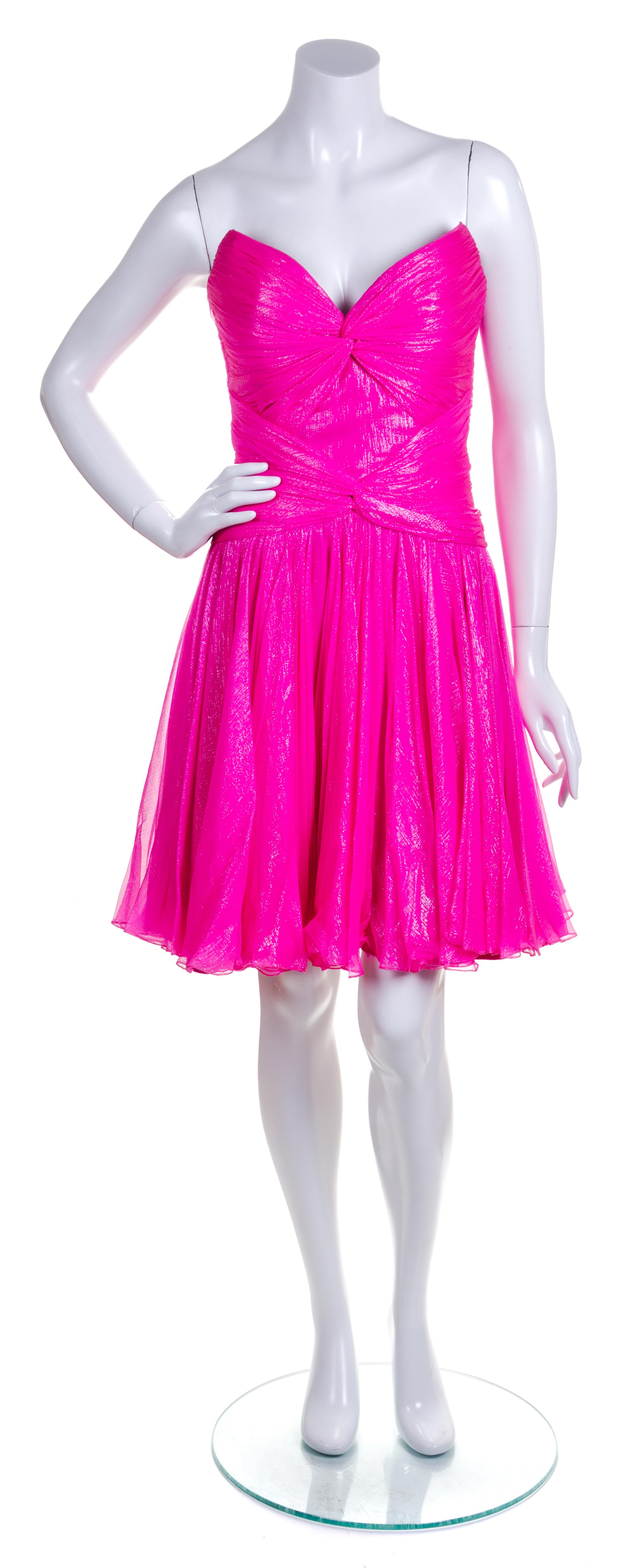 A Bob Mackie Fuchsia Strapless Cocktail Dress,