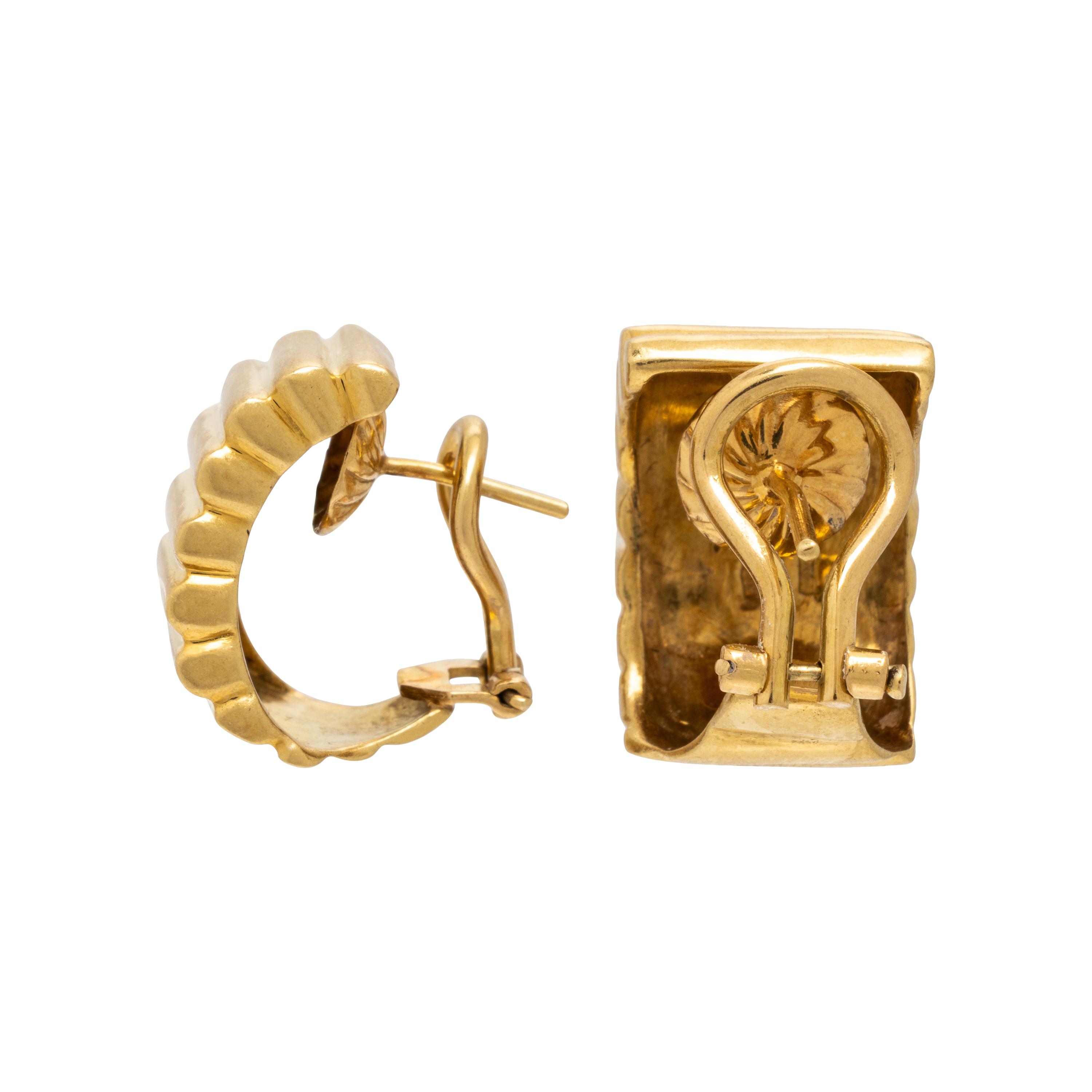 Three Pairs of Yellow Gold Earrings