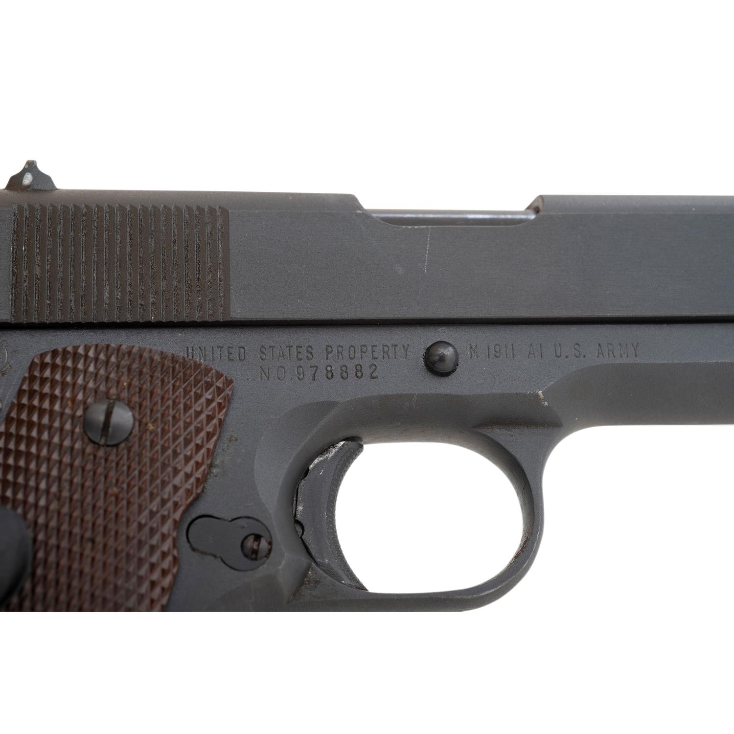 **Mid-1943 Production Remington Rand Model 1911A1 Pistol in Pasteboard Shipping Box with Two Magazines