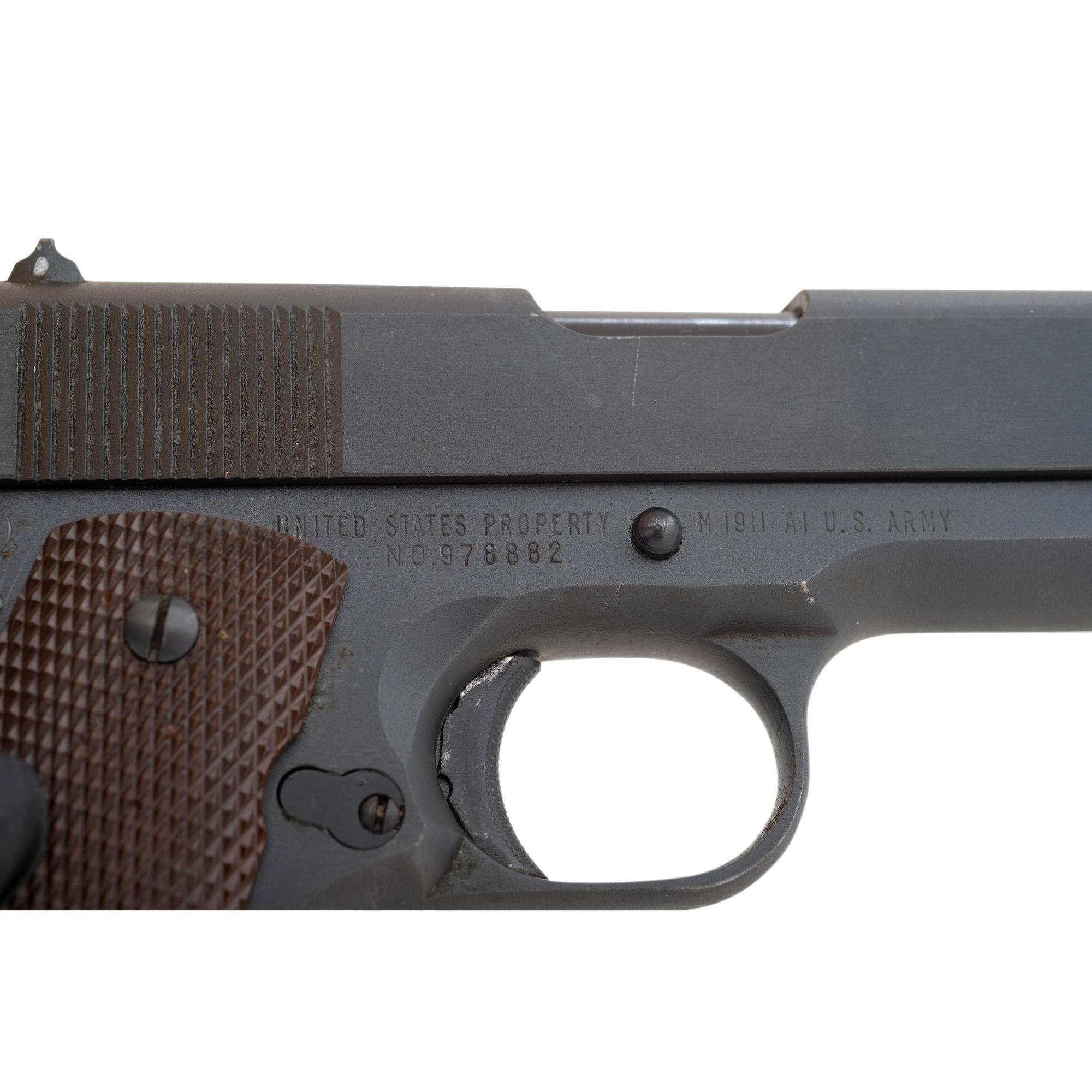 **Mid-1943 Production Remington Rand Model 1911A1 Pistol in Pasteboard Shipping Box with Two Magazines