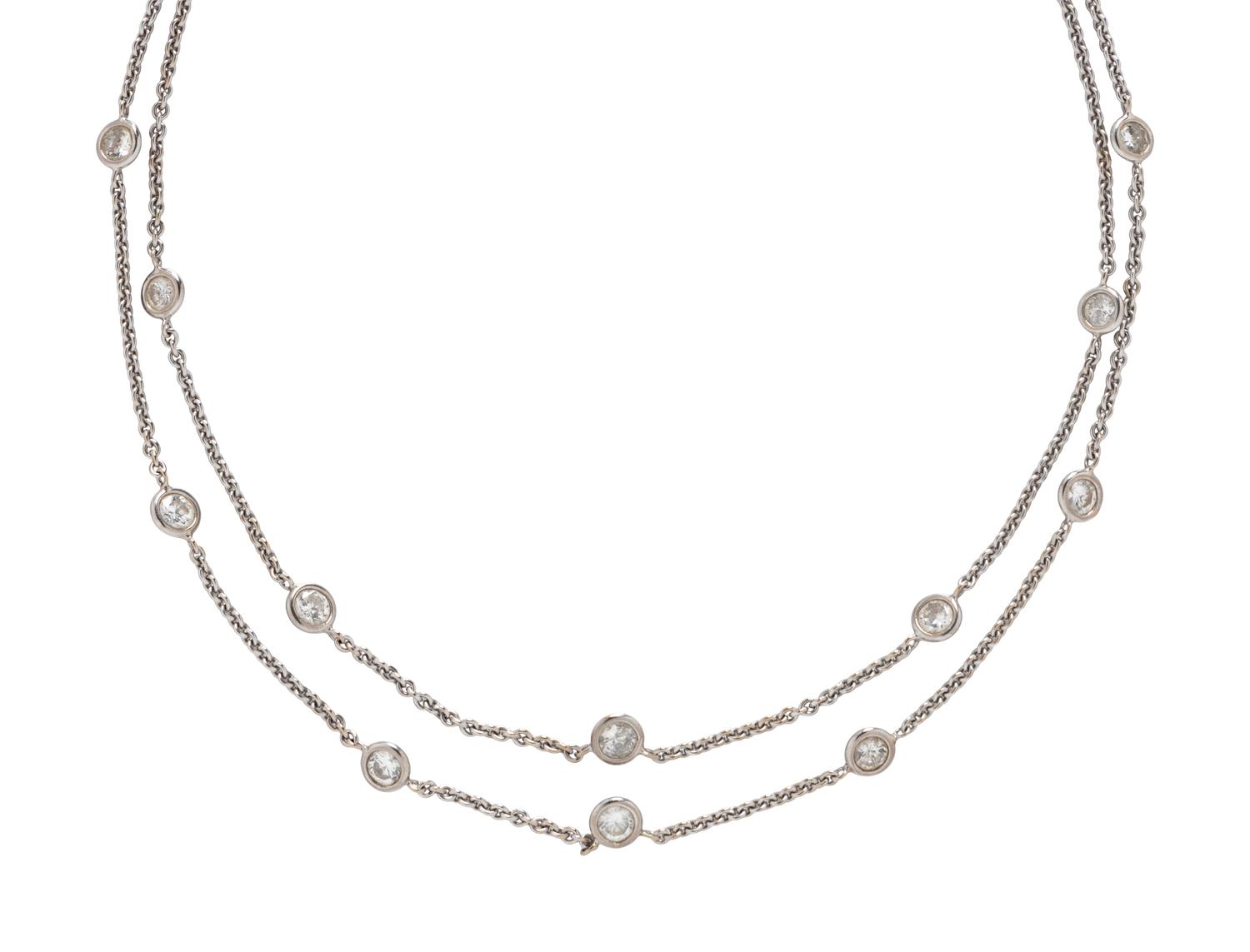 DIAMOND AND WHITE GOLD STATION NECKLACE