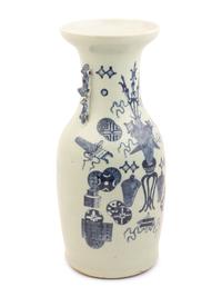 A Chinese Celadon Ground Underglaze Blue Porcelain Vase