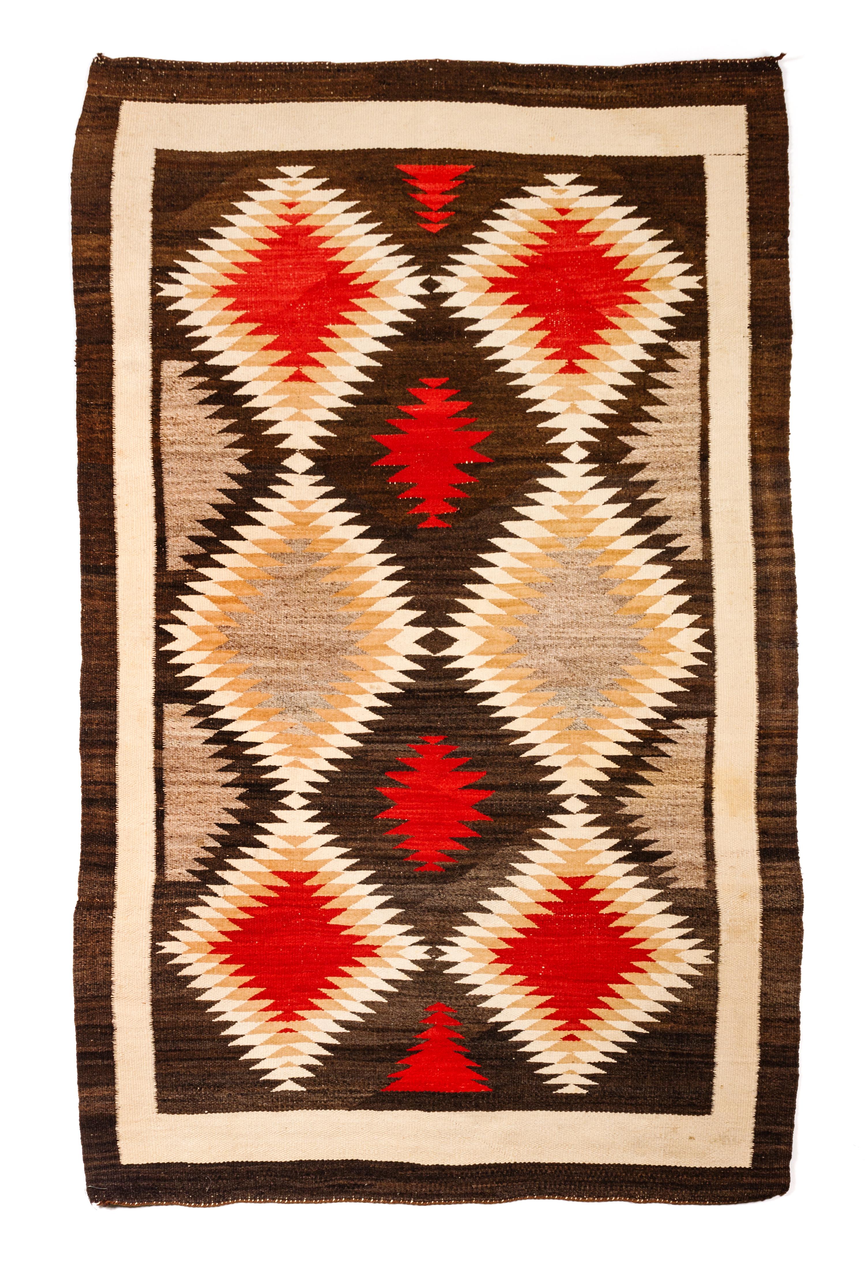 Group of Two Navajo Weavings Serrate Diamonds